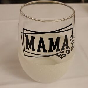 Mama Glass Wine Tumbler - Black and White With Sparkles